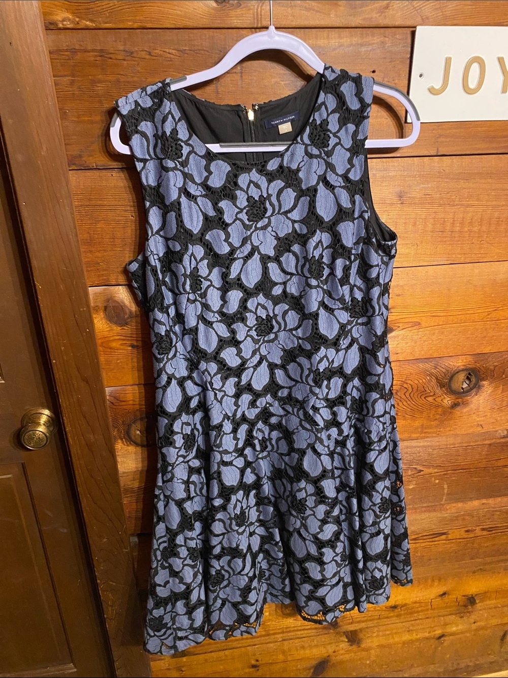 Tommy Hilfiger Blue and Black Lace Midi Dress